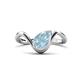 1 - Oceara 0.95 ct Pear Shape Aquamarine Women Wave Solitaire Engagement Ring 