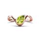 1 - Oceara 0.95 ct Pear Shape Peridot Women Wave Solitaire Engagement Ring 