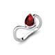 5 - Oceara 1.10 ct Pear Shape Red Garnet Women Wave Solitaire Engagement Ring 