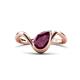 1 - Oceara 1.10 ct Pear Shape Rhodolite Garnet Women Wave Solitaire Engagement Ring 