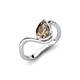 5 - Oceara 0.75 ct Pear Shape Smoky Quartz Women Wave Solitaire Engagement Ring 