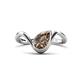 1 - Oceara 0.75 ct Pear Shape Smoky Quartz Women Wave Solitaire Engagement Ring 