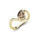 5 - Oceara 0.75 ct Pear Shape Smoky Quartz Women Wave Solitaire Engagement Ring 