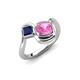 4 - Nerida 1.57 ctw Cushion Shape Created Pink Sapphire & Princess Shape Created Blue Sapphire Women Toi Et Moi Wave Engagement Ring 