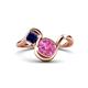 1 - Nerida 1.57 ctw Cushion Shape Created Pink Sapphire & Princess Shape Created Blue Sapphire Women Toi Et Moi Wave Engagement Ring 