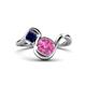 1 - Nerida 1.57 ctw Cushion Shape Created Pink Sapphire & Princess Shape Created Blue Sapphire Women Toi Et Moi Wave Engagement Ring 