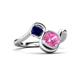 3 - Nerida 1.57 ctw Cushion Shape Created Pink Sapphire & Princess Shape Created Blue Sapphire Women Toi Et Moi Wave Engagement Ring 