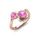 4 - Nerida 1.70 ctw Cushion & Princess Shape Created Pink Sapphire Women Toi Et Moi Wave Engagement Ring 
