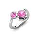 4 - Nerida 1.70 ctw Cushion & Princess Shape Created Pink Sapphire Women Toi Et Moi Wave Engagement Ring 