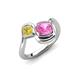 4 - Nerida 1.70 ctw Cushion Shape Created Pink Sapphire & Princess Shape Created Yellow Sapphire Women Toi Et Moi Wave Engagement Ring 