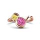 1 - Nerida 1.70 ctw Cushion Shape Created Pink Sapphire & Princess Shape Created Yellow Sapphire Women Toi Et Moi Wave Engagement Ring 