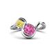 1 - Nerida 1.70 ctw Cushion Shape Created Pink Sapphire & Princess Shape Created Yellow Sapphire Women Toi Et Moi Wave Engagement Ring 