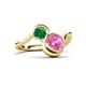 3 - Nerida 1.57 ctw Cushion Shape Created Pink Sapphire & Princess Shape Created Emerald Women Toi Et Moi Wave Engagement Ring 