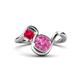 1 - Nerida 1.57 ctw Cushion Shape Created Pink Sapphire & Princess Shape Created Ruby Women Toi Et Moi Wave Engagement Ring 