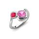 4 - Nerida 1.57 ctw Cushion Shape Created Pink Sapphire & Princess Shape Created Ruby Women Toi Et Moi Wave Engagement Ring 