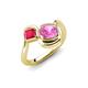 4 - Nerida 1.57 ctw Cushion Shape Created Pink Sapphire & Princess Shape Created Ruby Women Toi Et Moi Wave Engagement Ring 
