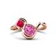1 - Nerida 1.57 ctw Cushion Shape Created Pink Sapphire & Princess Shape Created Ruby Women Toi Et Moi Wave Engagement Ring 