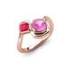 4 - Nerida 1.57 ctw Cushion Shape Created Pink Sapphire & Princess Shape Created Ruby Women Toi Et Moi Wave Engagement Ring 