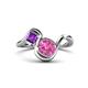 1 - Nerida 1.57 ctw Cushion Shape Created Pink Sapphire & Princess Shape Amethyst Women Toi Et Moi Wave Engagement Ring 
