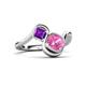 3 - Nerida 1.57 ctw Cushion Shape Created Pink Sapphire & Princess Shape Amethyst Women Toi Et Moi Wave Engagement Ring 