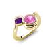 4 - Nerida 1.57 ctw Cushion Shape Created Pink Sapphire & Princess Shape Amethyst Women Toi Et Moi Wave Engagement Ring 