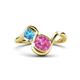 1 - Nerida 1.60 ctw Cushion Shape Created Pink Sapphire & Princess Shape Blue Topaz Women Toi Et Moi Wave Engagement Ring 