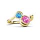 3 - Nerida 1.60 ctw Cushion Shape Created Pink Sapphire & Princess Shape Blue Topaz Women Toi Et Moi Wave Engagement Ring 
