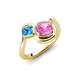 4 - Nerida 1.60 ctw Cushion Shape Created Pink Sapphire & Princess Shape Blue Topaz Women Toi Et Moi Wave Engagement Ring 