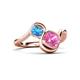 3 - Nerida 1.60 ctw Cushion Shape Created Pink Sapphire & Princess Shape Blue Topaz Women Toi Et Moi Wave Engagement Ring 