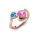 4 - Nerida 1.60 ctw Cushion Shape Created Pink Sapphire & Princess Shape Blue Topaz Women Toi Et Moi Wave Engagement Ring 