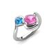 4 - Nerida 1.60 ctw Cushion Shape Created Pink Sapphire & Princess Shape Blue Topaz Women Toi Et Moi Wave Engagement Ring 