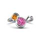 1 - Nerida 1.57 ctw Cushion Shape Created Pink Sapphire & Princess Shape Citrine Women Toi Et Moi Wave Engagement Ring 