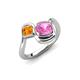 4 - Nerida 1.57 ctw Cushion Shape Created Pink Sapphire & Princess Shape Citrine Women Toi Et Moi Wave Engagement Ring 