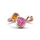 1 - Nerida 1.57 ctw Cushion Shape Created Pink Sapphire & Princess Shape Citrine Women Toi Et Moi Wave Engagement Ring 