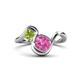 1 - Nerida 1.60 ctw Cushion Shape Created Pink Sapphire & Princess Shape Peridot Women Toi Et Moi Wave Engagement Ring 