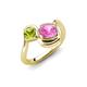 4 - Nerida 1.60 ctw Cushion Shape Created Pink Sapphire & Princess Shape Peridot Women Toi Et Moi Wave Engagement Ring 