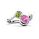 3 - Nerida 1.60 ctw Cushion Shape Created Pink Sapphire & Princess Shape Peridot Women Toi Et Moi Wave Engagement Ring 