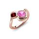 4 - Nerida 1.60 ctw Cushion Shape Created Pink Sapphire & Princess Shape Red Garnet Women Toi Et Moi Wave Engagement Ring 