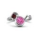 1 - Nerida 1.60 ctw Cushion Shape Created Pink Sapphire & Princess Shape Red Garnet Women Toi Et Moi Wave Engagement Ring 