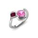 4 - Nerida 1.60 ctw Cushion Shape Created Pink Sapphire & Princess Shape Rhodolite Garnet Women Toi Et Moi Wave Engagement Ring 
