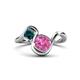 1 - Nerida 1.57 ctw Cushion Shape Created Pink Sapphire & Princess Shape London Blue Topaz Women Toi Et Moi Wave Engagement Ring 