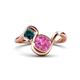 1 - Nerida 1.57 ctw Cushion Shape Created Pink Sapphire & Princess Shape London Blue Topaz Women Toi Et Moi Wave Engagement Ring 
