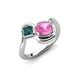 4 - Nerida 1.57 ctw Cushion Shape Created Pink Sapphire & Princess Shape London Blue Topaz Women Toi Et Moi Wave Engagement Ring 