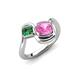 4 - Nerida 1.65 ctw Cushion Shape Created Pink Sapphire & Princess Shape Created Alexandrite Women Toi Et Moi Wave Engagement Ring 