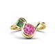 1 - Nerida 1.65 ctw Cushion Shape Created Pink Sapphire & Princess Shape Created Alexandrite Women Toi Et Moi Wave Engagement Ring 