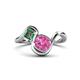 1 - Nerida 1.65 ctw Cushion Shape Created Pink Sapphire & Princess Shape Created Alexandrite Women Toi Et Moi Wave Engagement Ring 