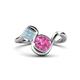 1 - Nerida 1.57 ctw Cushion Shape Created Pink Sapphire & Princess Shape Aquamarine Women Toi Et Moi Wave Engagement Ring 