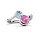 3 - Nerida 1.57 ctw Cushion Shape Created Pink Sapphire & Princess Shape Aquamarine Women Toi Et Moi Wave Engagement Ring 