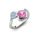 4 - Nerida 1.57 ctw Cushion Shape Created Pink Sapphire & Princess Shape Aquamarine Women Toi Et Moi Wave Engagement Ring 