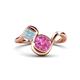 1 - Nerida 1.57 ctw Cushion Shape Created Pink Sapphire & Princess Shape Aquamarine Women Toi Et Moi Wave Engagement Ring 